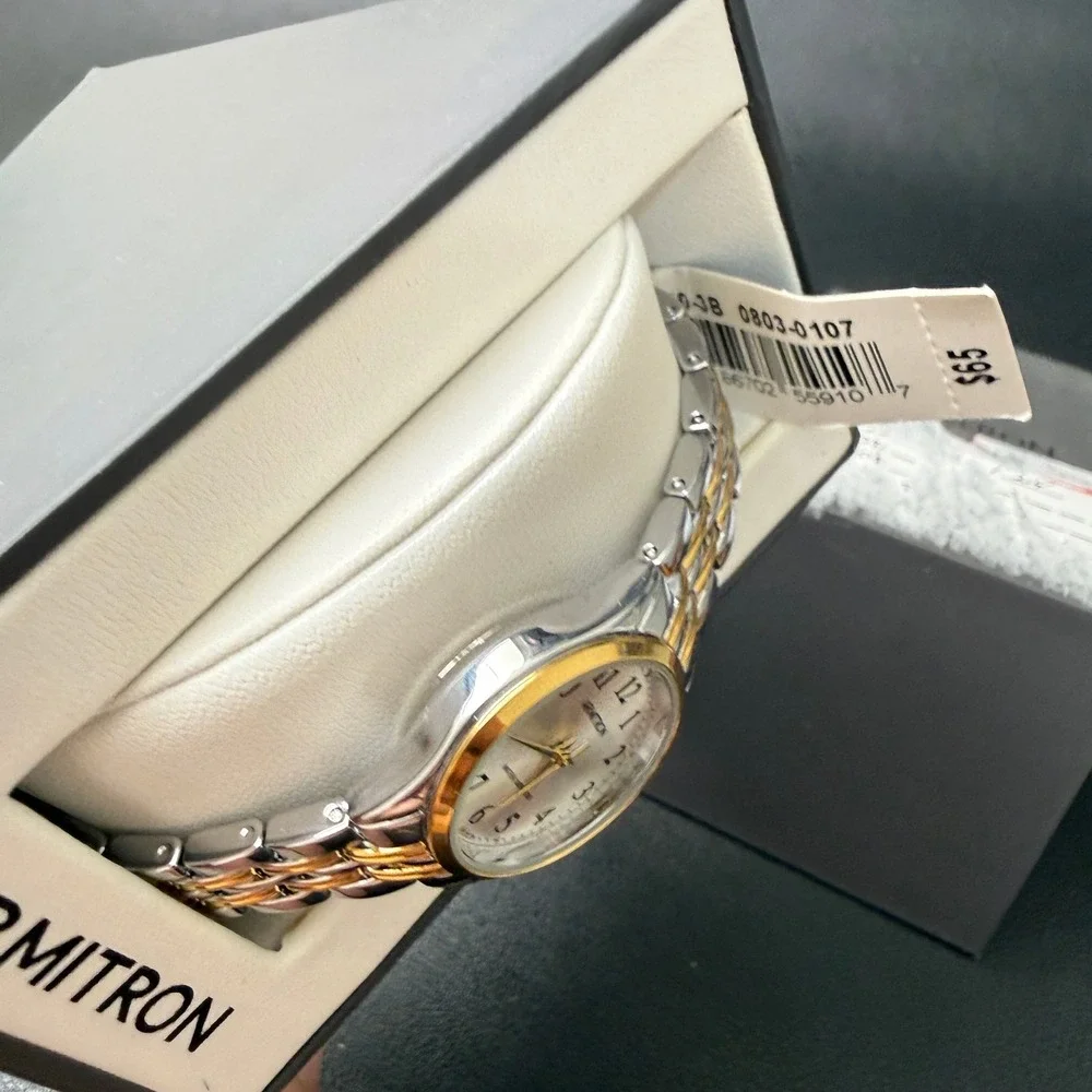 MSRP $65 Armitron 75/5304TTB‎ Women's Two Tone Bracelet Quartz Watch New Batter